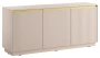 Komoda Royal 154 cm trzydrzwiowa 6 półek do salonu beż piaskowy/złoty