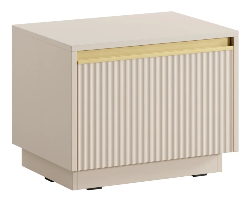 Szafka nocna Royal 54 cm z szufladą do sypialni beż piaskowy/złoty
