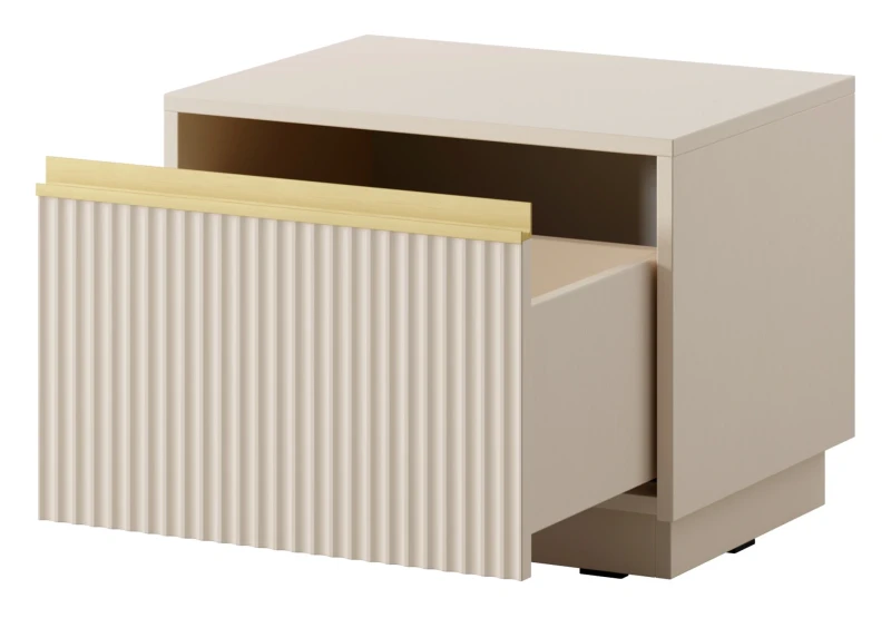 Szafka nocna Royal 54 cm z szufladą do sypialni beż piaskowy/złoty