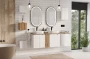 Zestaw mebli łazienkowych NOVA WHITE z umywalką BEYOND i blatem dąb 80 cm - 5 elementów