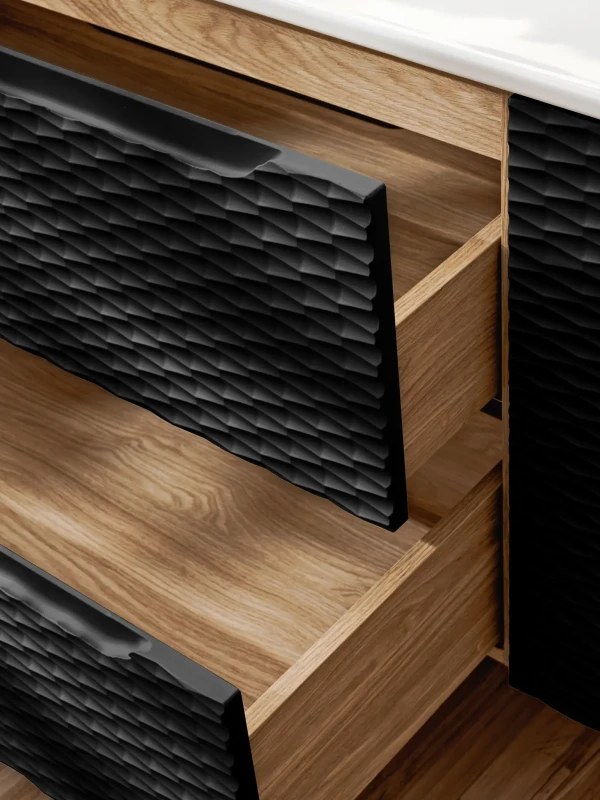 Szafka łazienkowa wysoka 1 drzwi OCEAN BLACK czarny + dąb olejowany