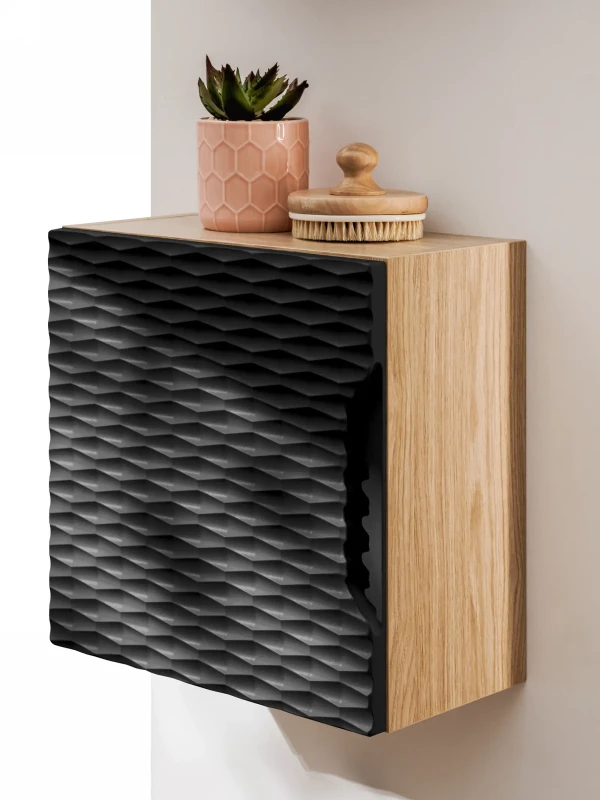 Szafka górna qubik 35 cm OCEAN BLACK czarny + dąb olejowany