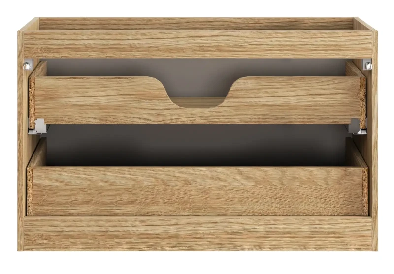 Szafka łazienkowa pod umywalkę 90 cm 2 szuflady OCEAN BEIGE beż + dąb olejowany