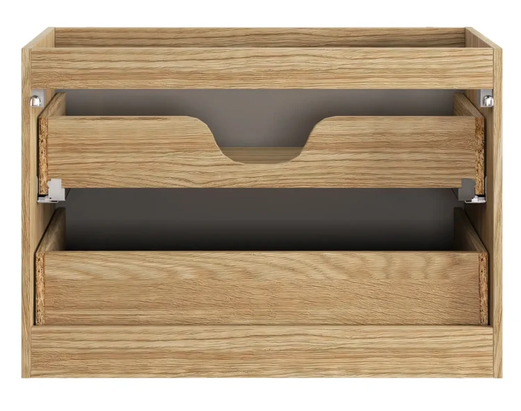 Szafka łazienkowa pod umywalkę 80 cm 2 szuflady OCEAN BEIGE beż + dąb olejowany