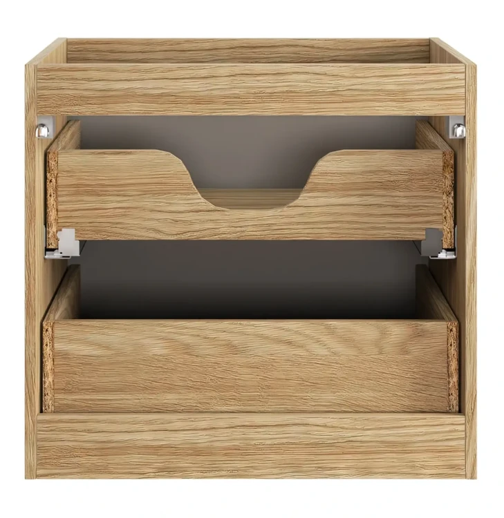 Szafka łazienkowa pod umywalkę 60 cm 2 szuflady OCEAN BEIGE beż + dąb olejowany
