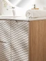 Szafka łazienkowa pod umywalkę 60 cm 2 szuflady OCEAN BEIGE beż + dąb olejowany