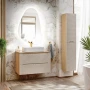 Szafka łazienkowa wysoka 2 drzwi OCEAN BEIGE beż + dąb olejowany