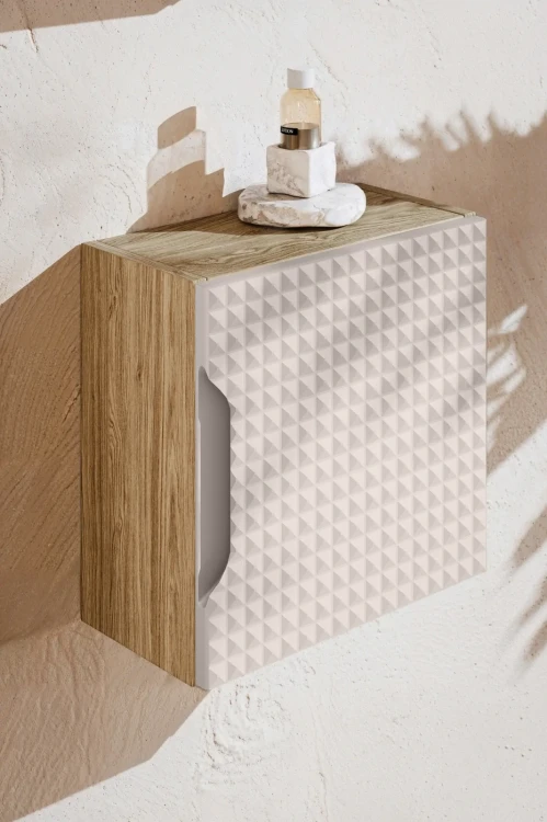 Szafka górna qubik 35 cm LUXOR BEIGE beż + dąb olejowany