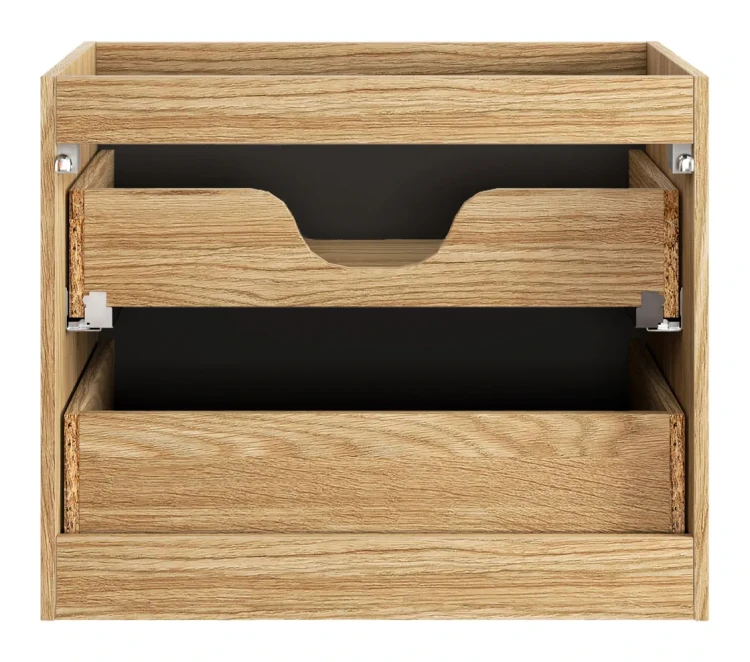 Szafka łazienkowa pod umywalkę 70 cm 2 szuflady LUXOR BLACK czarny + dąb olejowany