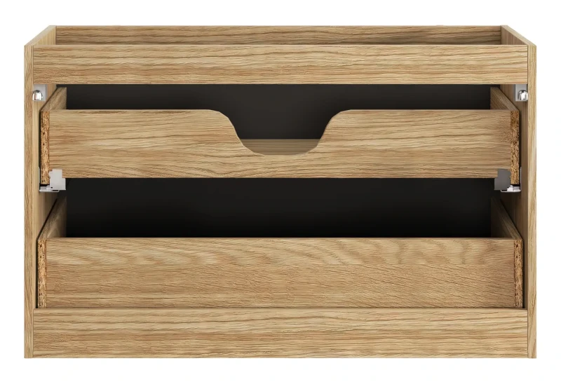 Szafka łazienkowa pod umywalkę 90 cm 2 szuflady LUXOR BLACK czarny + dąb olejowany