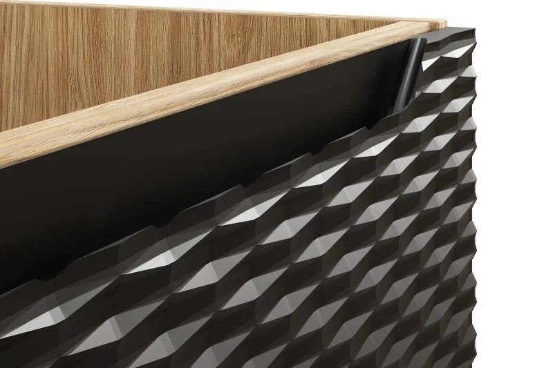 Szafka łazienkowa pod umywalkę 90 cm 2 szuflady LUXOR BLACK czarny + dąb olejowany