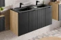 Szafka łazienkowa pod umywalkę 60 cm 2 drzwi LUXOR BLACK czarny + dąb olejowany