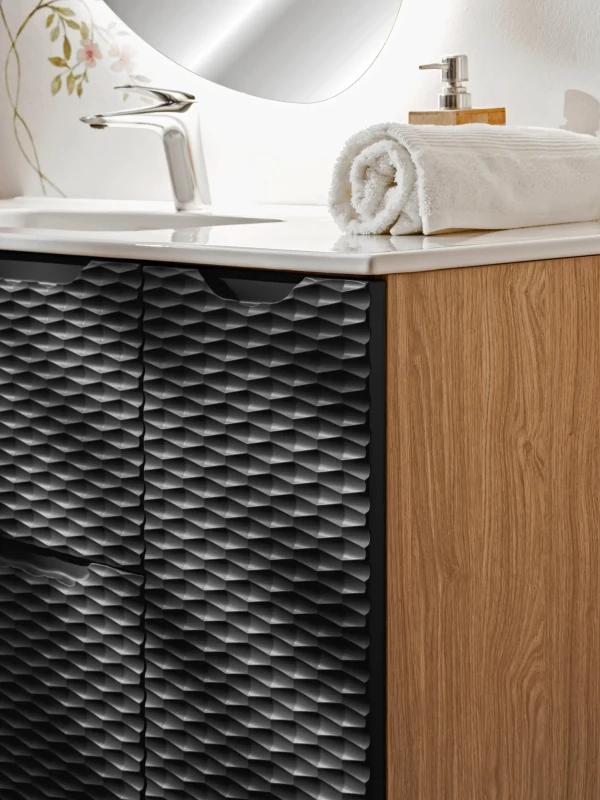 Szafka łazienkowa dolna pod blat 40 cm LUXOR BLACK czarny + dąb olejowany