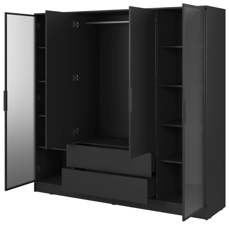 Szafa Kelly RD 206 cm przeszklona do sypialni czarny