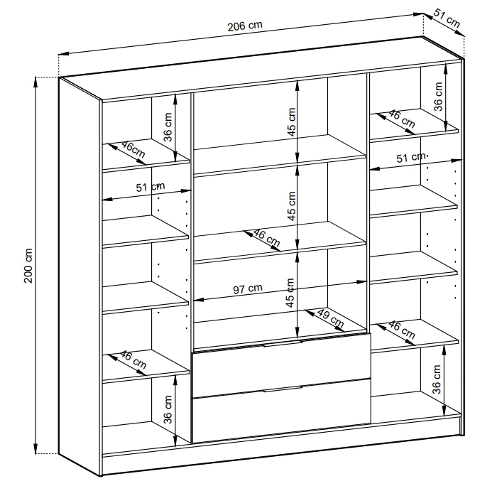 Szafa Kelly RD 206 cm przeszklona  do sypialni kaszmir