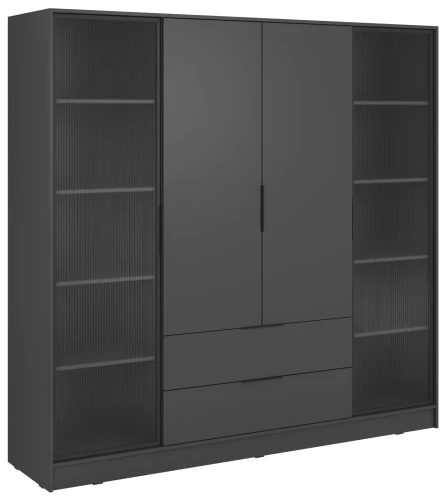 Szafa Kelly RD 206 cm przeszklona z oświetleniem LED do sypialni grafit