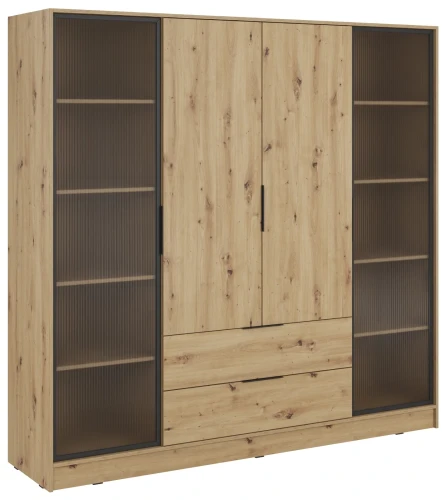 Szafa Kelly RD 206 cm przeszklona z oświetleniem LED do sypialni dąb artisan