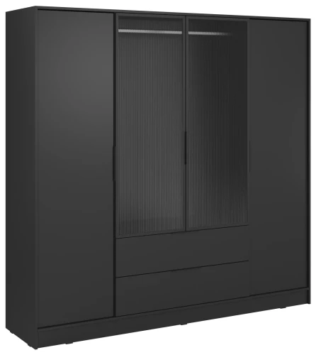 Szafa Kelly RM 206 cm przeszklona z oświetleniem LED do sypialni czarny