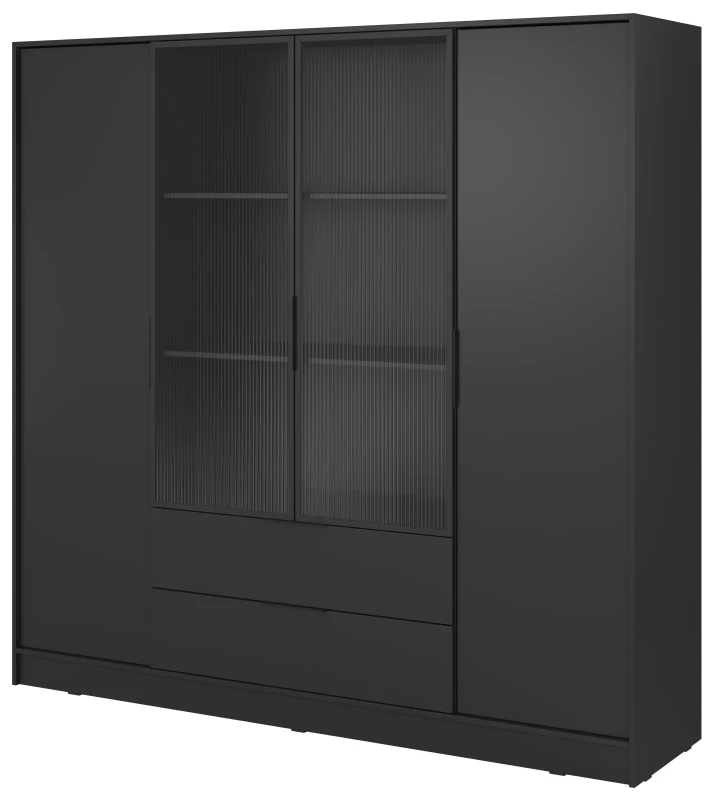 Szafa Kelly RM 206 cm przeszklona do sypialni czarny