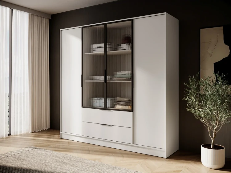 Szafa Kelly RM 206 cm przeszklona do sypialni kaszmir