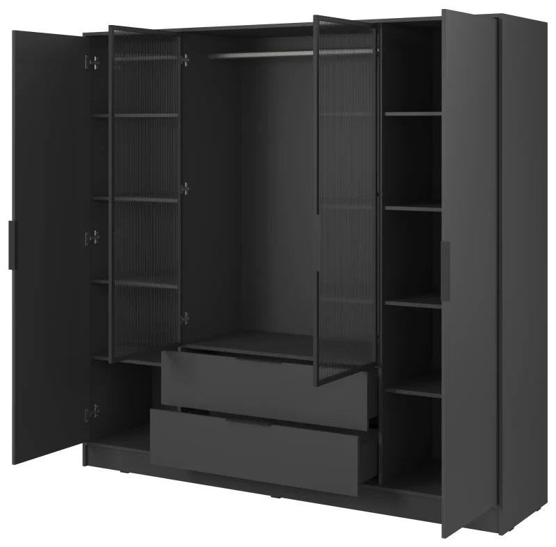 Szafa Kelly RM 206 cm przeszklona do sypialni grafit