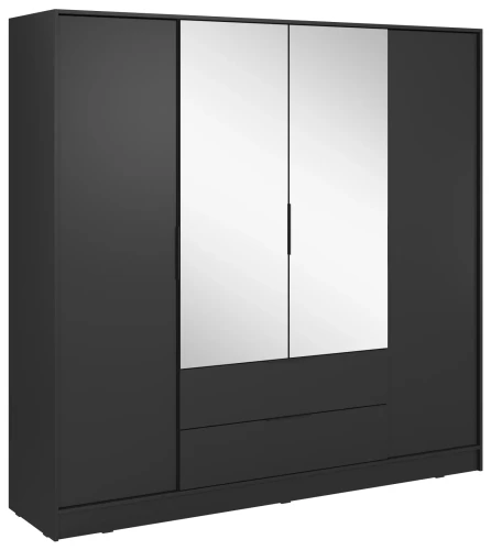 Szafa Kelly L 206 cm czterodrzwiowa z lustrem do sypialni czarny