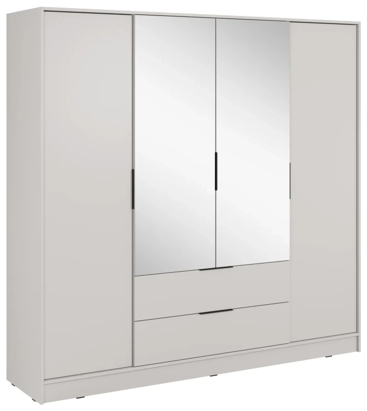 Szafa Kelly L 206 cm czterodrzwiowa z lustrem do sypialni kaszmir