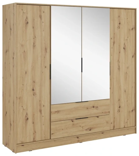 Szafa Kelly L 206 cm czterodrzwiowa z lustrem do sypialni dąb artisan