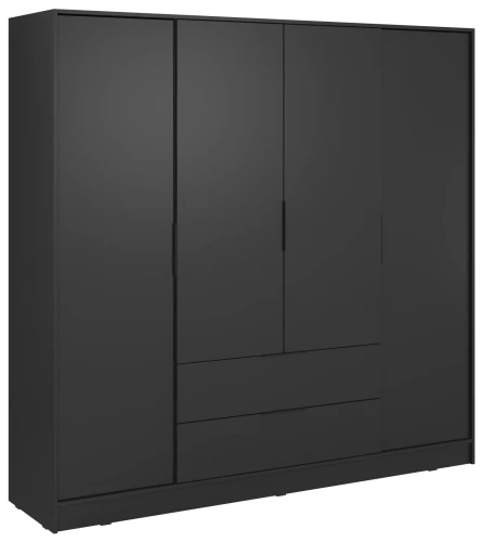 Szafa Kelly 206 cm czterodrzwiowa z 2 szufladami do sypialni czarny
