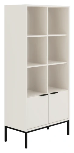 Regał Austin 80 cm z 2 zamykanymi szafkami do salonu biały/czarny