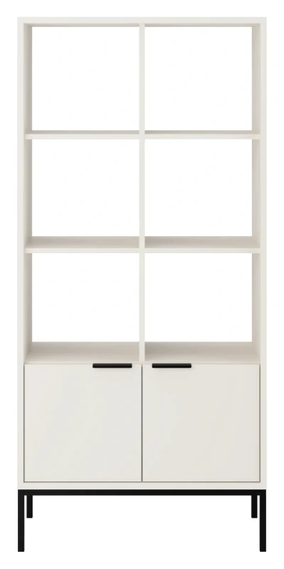 Regał Austin 80 cm z 2 zamykanymi szafkami do salonu biały/czarny