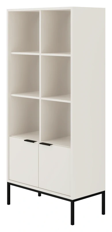 Regał Austin 80 cm z 2 zamykanymi szafkami do salonu biały/czarny