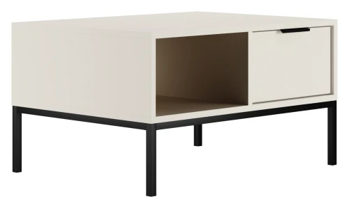 Stolik kawowy Austin 80 cm z 2 szufladami do salonu biały/czarny