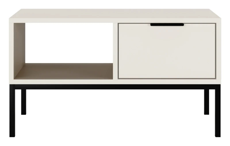 Stolik kawowy Austin 80 cm z 2 szufladami do salonu biały/czarny