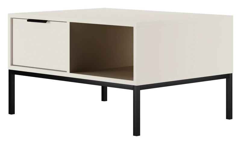 Stolik kawowy Austin 80 cm z 2 szufladami do salonu biały/czarny