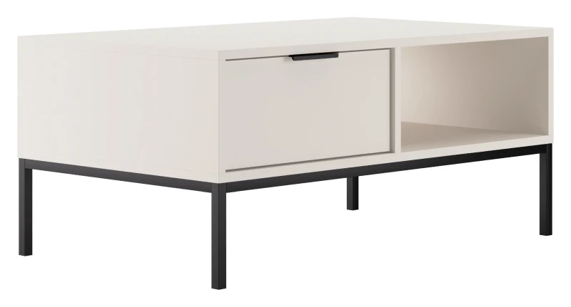 Stolik kawowy Austin 100 cm z 2 szufladami do salonu biały/czarny