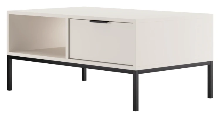 Stolik kawowy Austin 100 cm z 2 szufladami do salonu biały/czarny