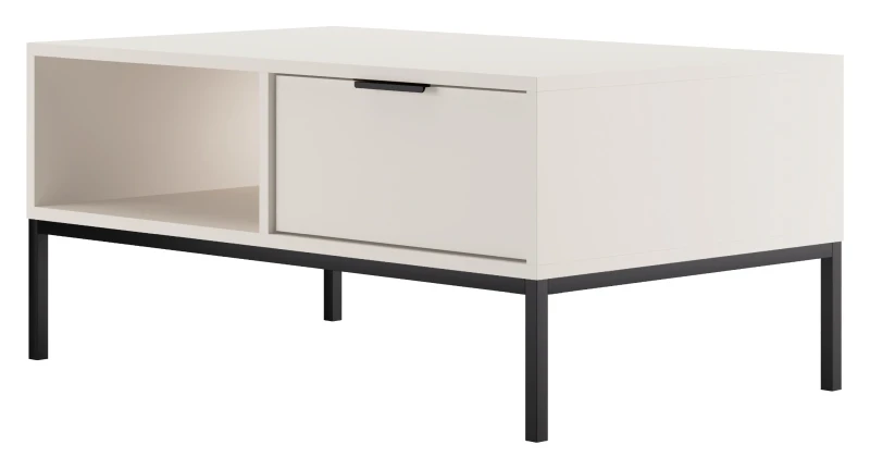 Stolik kawowy Austin 100 cm z 2 szufladami do salonu biały/czarny