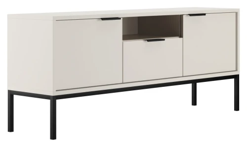 Szafka RTV Austin 135 cm dwudrzwiowa z szufladą do salonu biały/czarny