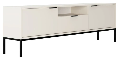 Szafka RTV Austin 175 cm dwudrzwiowa z szufladą do salonu biały/czarny