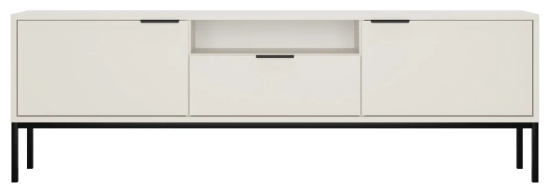 Szafka RTV Austin 175 cm dwudrzwiowa z szufladą do salonu biały/czarny