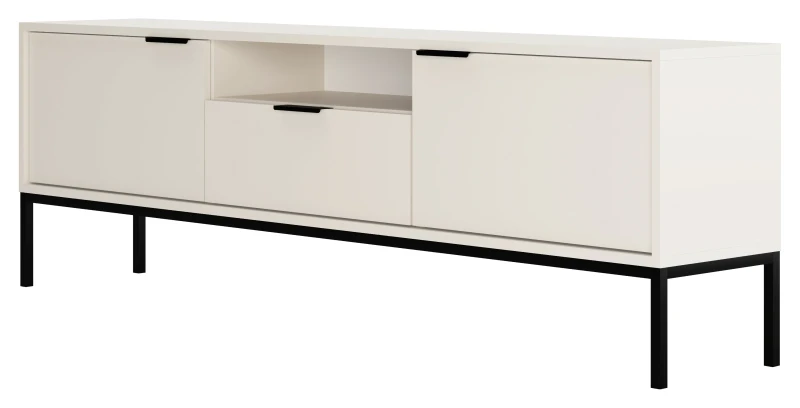 Szafka RTV Austin 175 cm dwudrzwiowa z szufladą do salonu biały/czarny