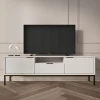 Szafka RTV Austin 175 cm dwudrzwiowa z szufladą do salonu biały/czarny