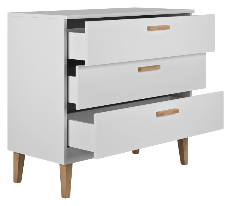 Komoda biała KUBI 3 szuflady