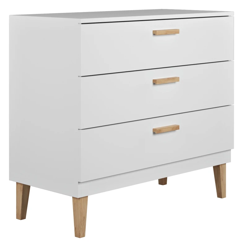 Komoda biała KUBI 3 szuflady