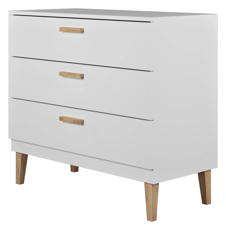 Komoda biała KUBI 3 szuflady