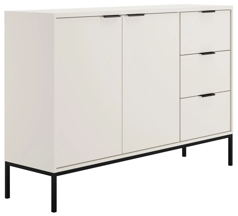 Komoda Austin 150 cm z 3 szufladami do salonu biały/czarny