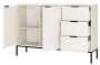 Komoda Austin 150 cm z 3 szufladami do salonu biały/czarny