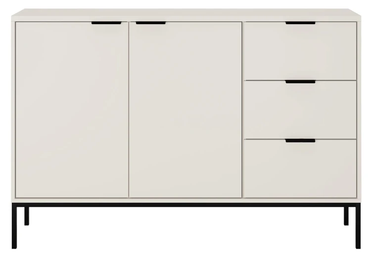 Komoda Austin 150 cm z 3 szufladami do salonu biały/czarny