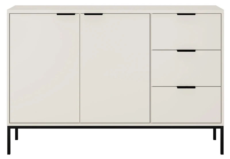 Komoda Austin 150 cm z 3 szufladami do salonu biały/czarny